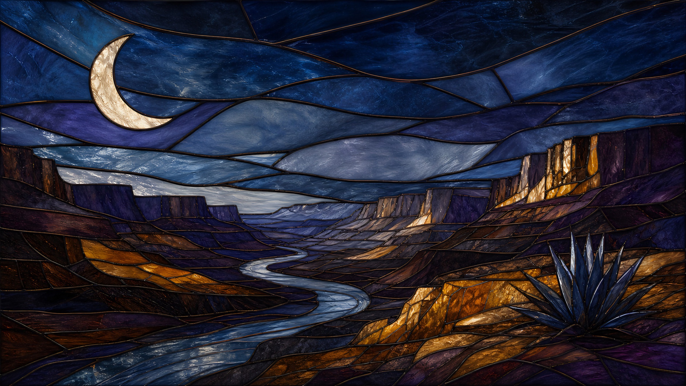 A moonlit stained-glass landscape from Animativity
